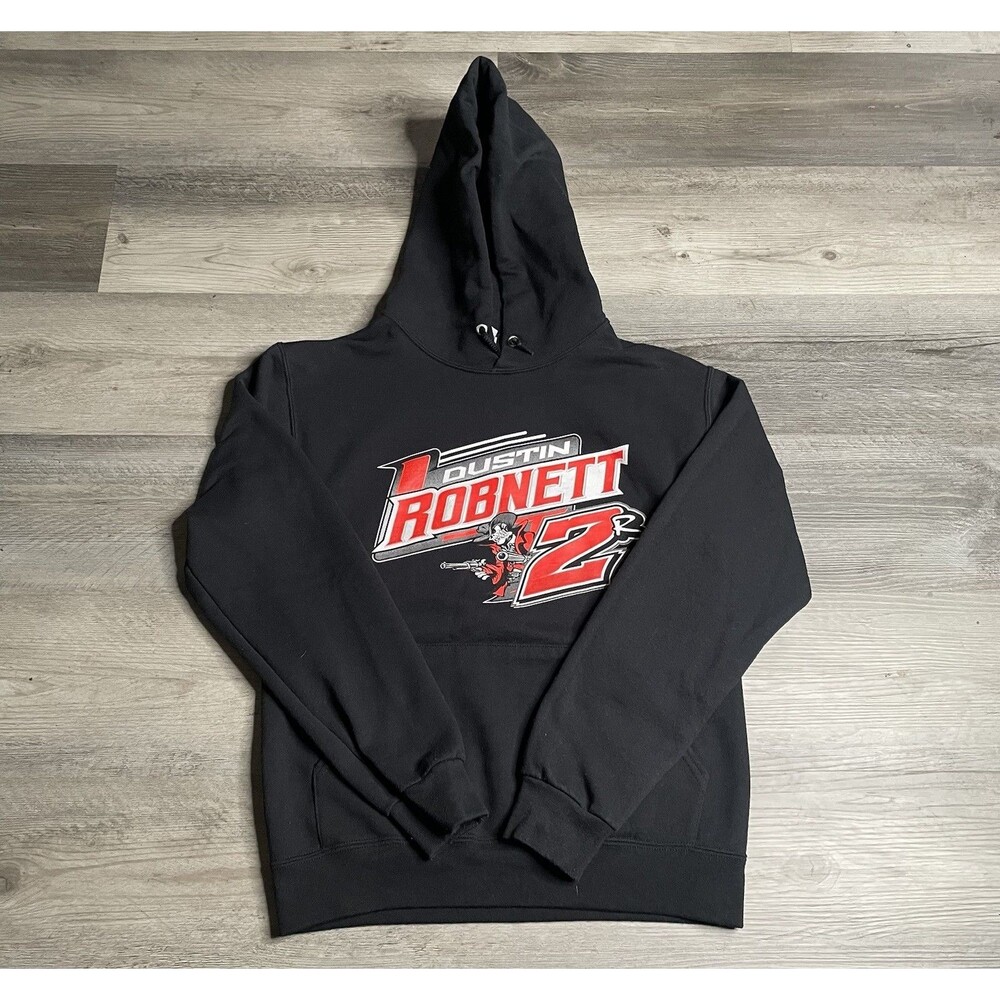 Dustin Robnett Racing 2R Graphic Hoodie Jerzees NuBlend Black Sweatshirt - Small